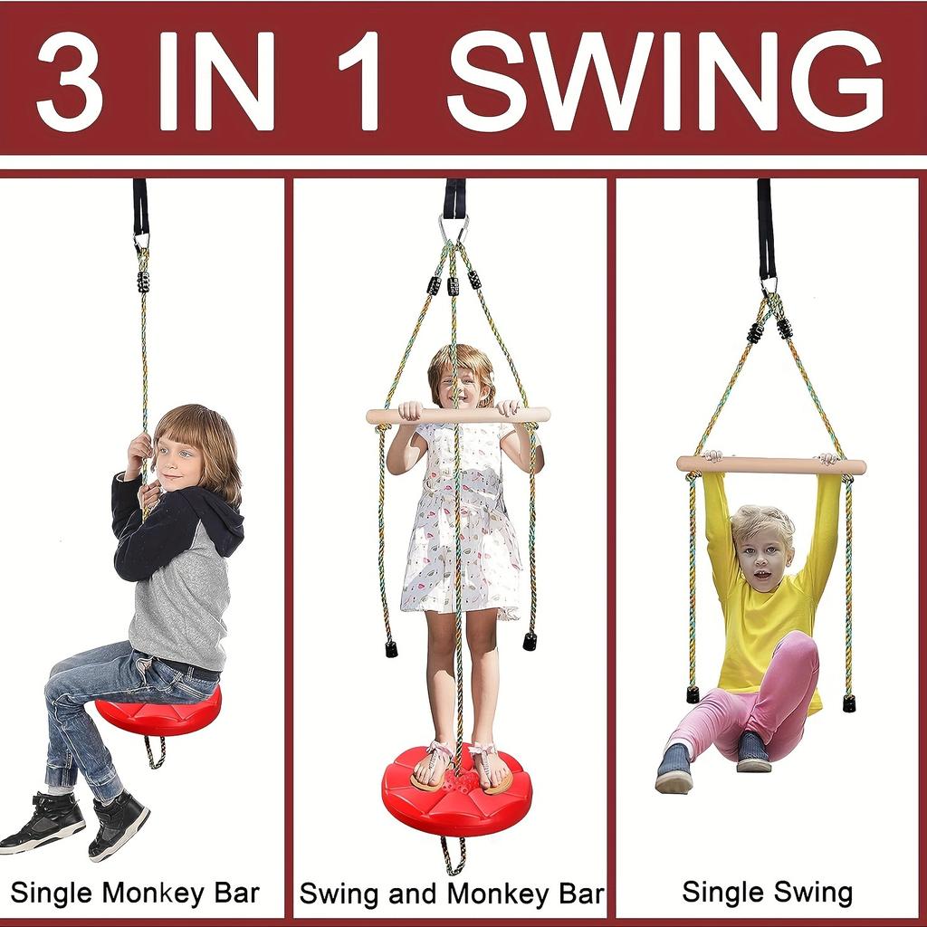 Three-in-one Disc Swing, Slide Group Swing, Monkey Pole Swing Set, Ninja Game Training Equipment Halloween Christmas Gift