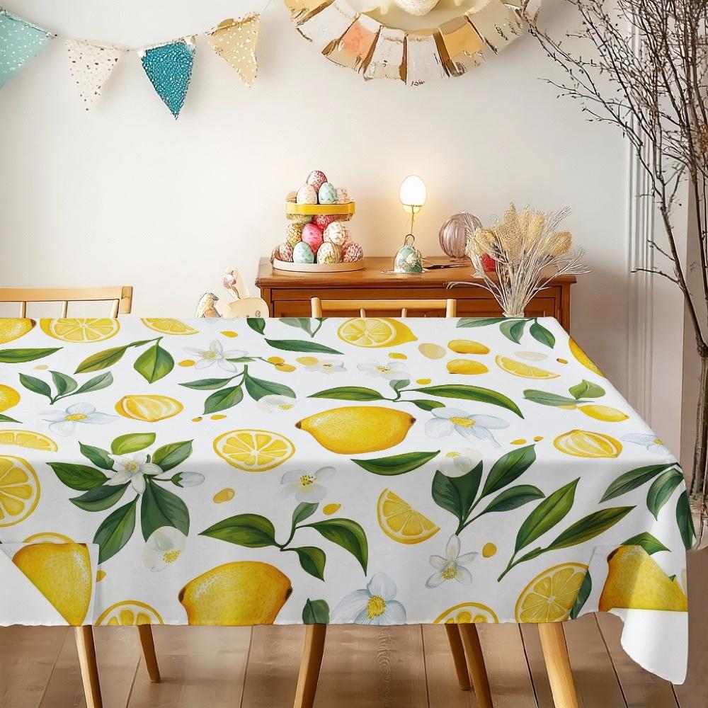 Lemon Leaf Rectangle Table Cloth for Table Decor Kitchen Dining Waterproof Reusable Tablecloth for Tables Holiday Party Picnic