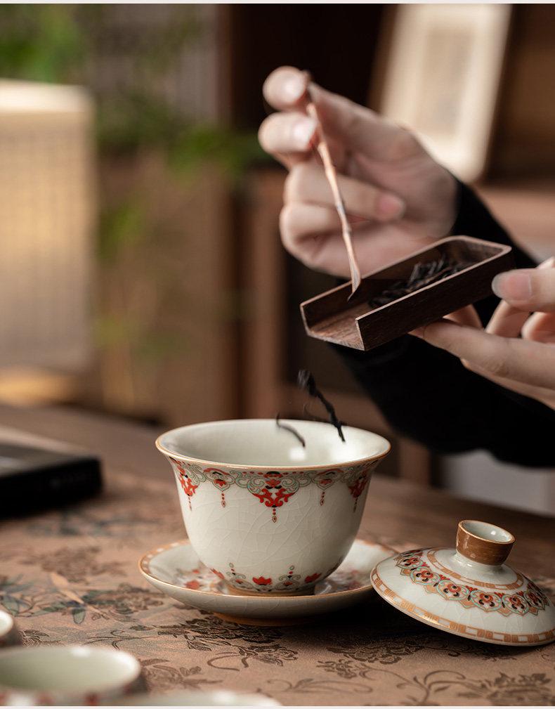 Beige Ru Kiln Kung Fu Tea Set - Ceramic Teapot Gaiwan & Teacups | Luxury Chinese Gift Box for Housewarming