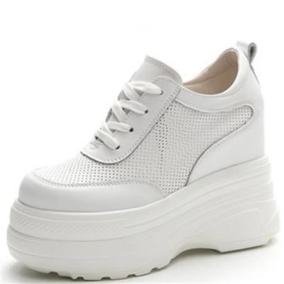 11cm Prawdziwej Skóry Damskie Modne Platformy Trampki Wysokie Ukryte Obcasy Koturny Buty Do Chodzenia Buty Ślubne Panny Młodej Buty Tenisowe