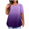 Dámské klasické triko Vintage Gradient skládané s krátkým rukávem Tričko Top Plus Size Pullover Basic Top