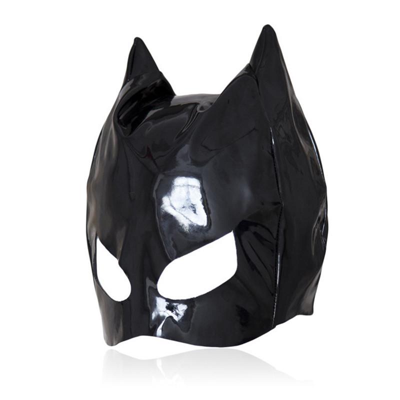 Sexy Mask Womens Tempting Half Face Headgear Cat Ears Masks Leather Face Mask Hood Catsuit Accessory Halloween Cosplay Props