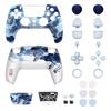 EXtremeRate Kompatibel mit PS5 und Neu gestaltetes Luna Vollgemustertes Gehäuse Knopf und Touchpad Benutzerdefinierte Schwarze Ersatz-Ober- und Unterabdeckungen für PS5