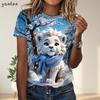2025 Neues 3D-Tiger-Print Lockeres Damen-T-Shirt Sommer Lässiges Damen-Mode-T-Shirt Outdoor Neues Streetwear Damen Kurzarm-Oberteil