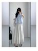 Pleated A-Line Cotton Linen High Waist Wide Leg Culottes Skirt Pants