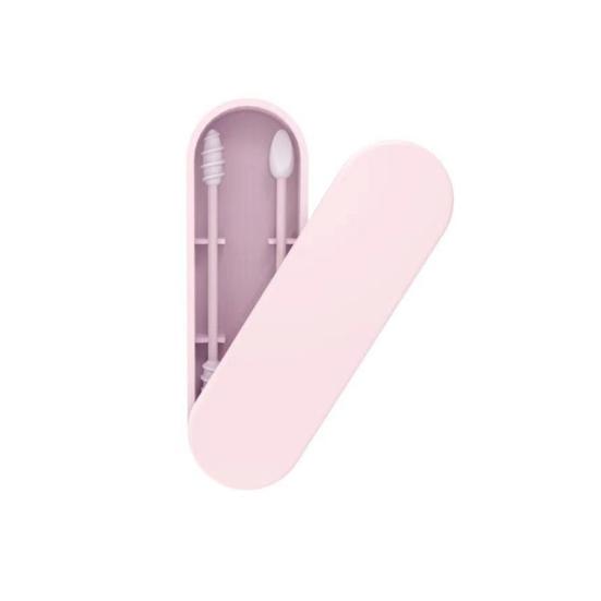 

1 Set Reusable Silicone Cotton Swab with Carrying Case Multi-functional Ear Cleaning Makeup Double-Head Swab Stick Portable Washable BPA Free рожевий