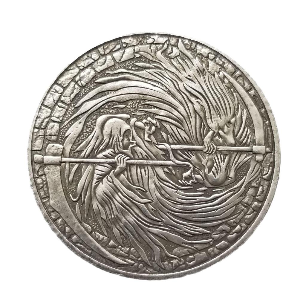 Antique Silver-Plated Brass Wanderer Coin #4645
