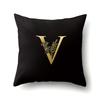 Polyester Pillowcase Car Decoration Black Gold Flower Pillowcase 26 English Letters Home Cushion Cover