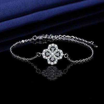 Bracciale a Quadrifoglio con Diamanti in Stile Coreano: Gioielli da donna eleganti, alla moda e personalizzati