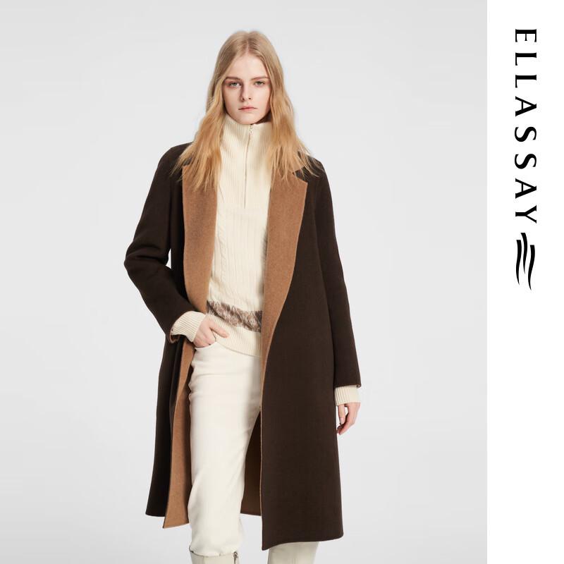 ELLASSAY Women's Autumn/Winter Yak Wool Blend Double-Faced Loose Coat