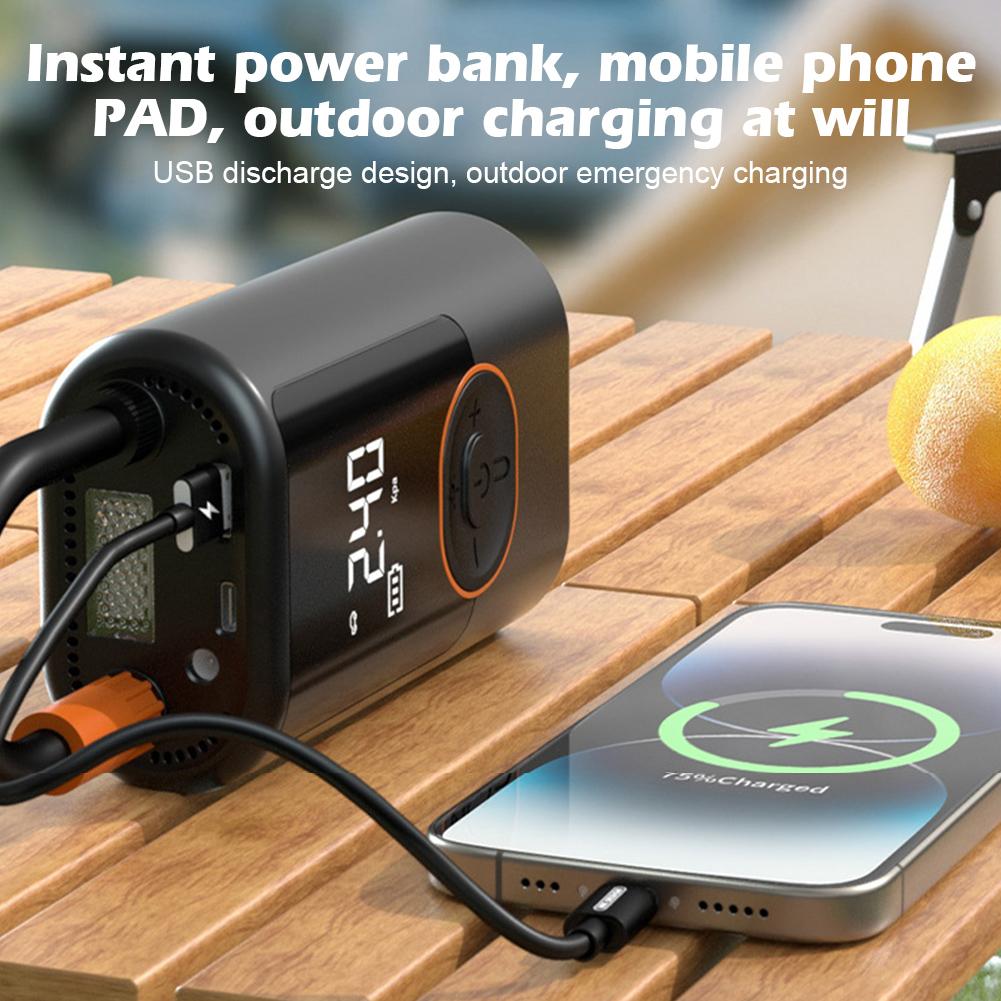 100W Cordless Car Tire Inflator Air Compressor Pump Portable Cordless Inflator with LED USB Out For Car Bicycle MotorcycleBall