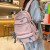 Spacious Ulzzang Nylon Backpack For High School Girls With Soft Handle And Zipper Pocket