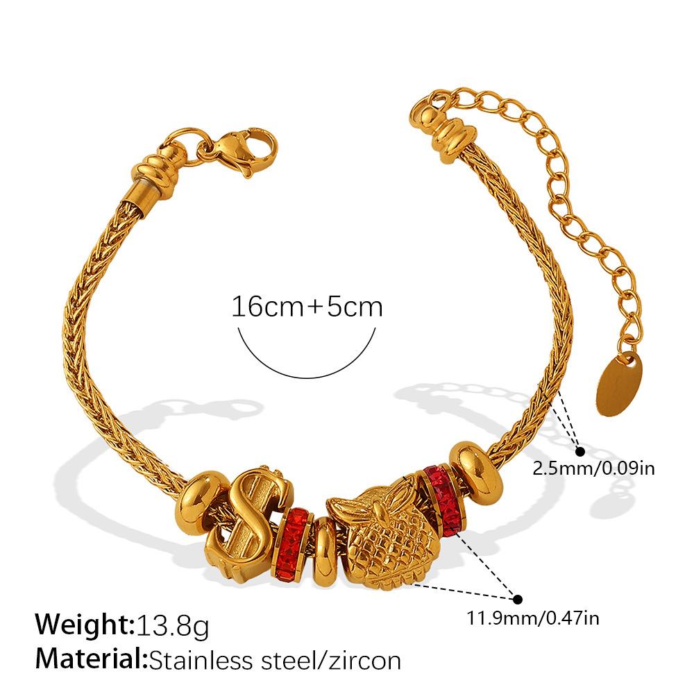 Retro-Stil DIY Schneeflocke Hohl Diamant Anhänger Armband Edelstahl High-End Gold Perlen Armband