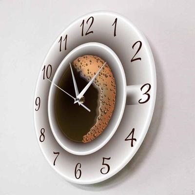 Coffee Cup Wall Clocks 30cm, for Office Meeting Room Light Weight Sleeping and Working