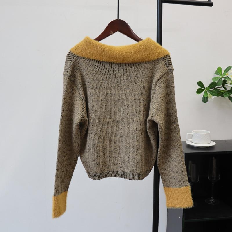 Autumn and Winter New Splicing Imitation Mink Velvet Knitted Cardigan Zipper Short Design Soft Waxy Sweater Jacket Women