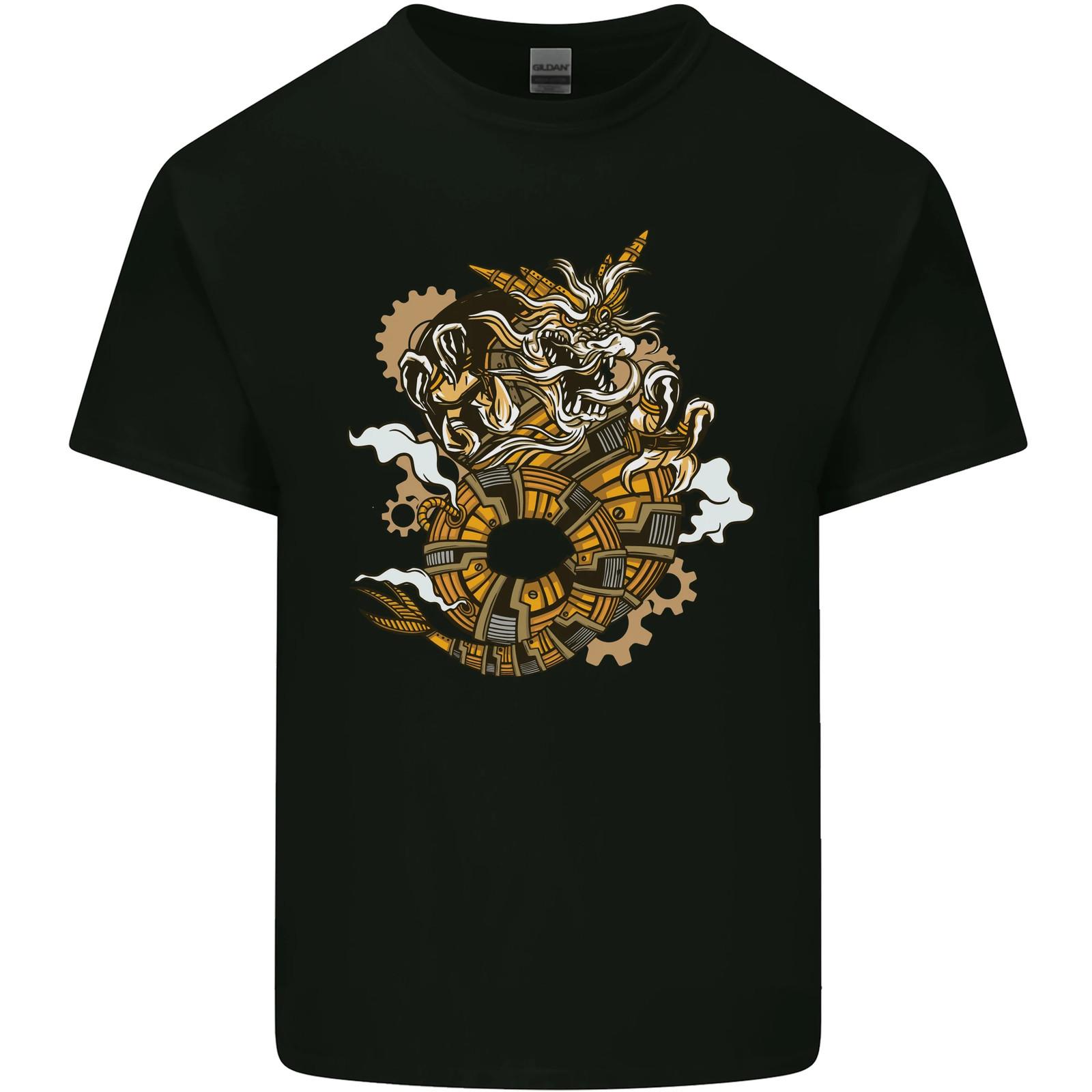 Steampunk Dragon Mens Cotton T-Shirt Tee Top 3XL