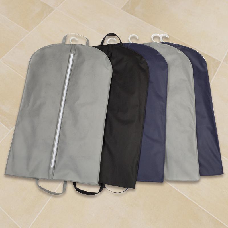 Black Garment Bag with Zipper for Suits and Coats - Customizable Logo, Non-Woven Fabric, In Stock