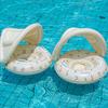 Baby Swim Ring Inflatable Pool Floats Leakproof Floral Pool Rings with Handles & Seat with Sun Protection Canopy for Boys Girls