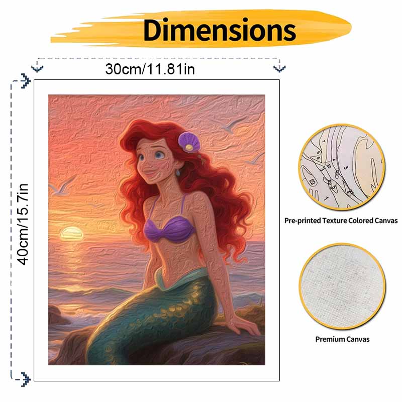 Disney Ariel The Little Mermaid Paint by Numbers Painting Art Kit Home Decor Gift