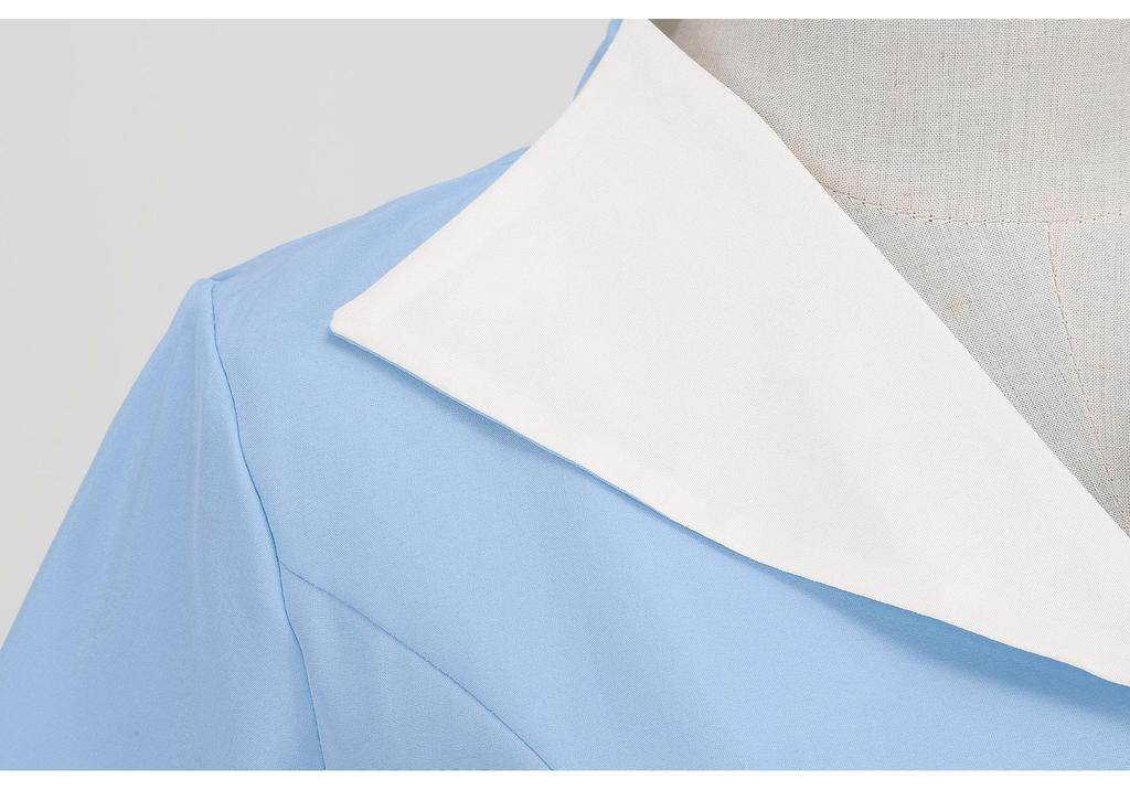 Retro Solid Color V-Neck Short-Sleeved 50s Swing Dress - New Hot Sale 2022