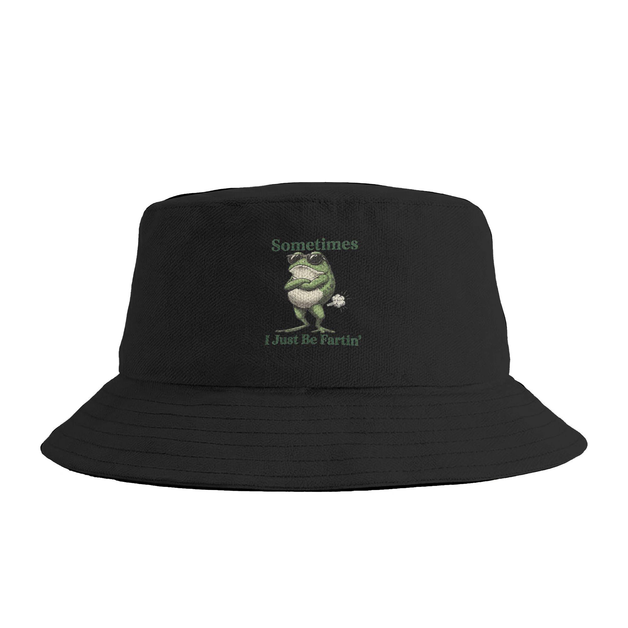 Sometimes I Just Be Farting Funny Vintage Frog Graphic Bucket Hat Summer Korean FisherUnisex Hats For Unisex Personality Caps One Size