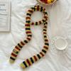 Scarf atmosphere new millennial babes long baguette narrow scarf rainbow stripe knitted scarf women
