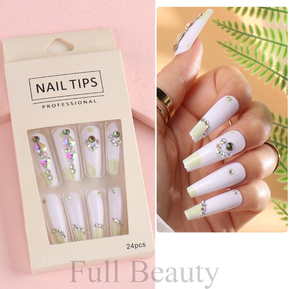 24pcs Detachable Ballerina False Nails Wearable Fake Nails Full Cover Long Nail Tips Manicure Tool Press On Nails
