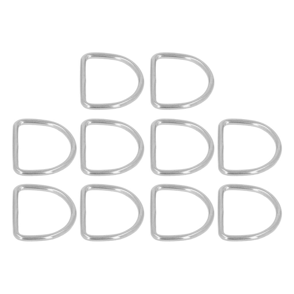 10Pcs 316 Stainless Steel D Rings 3mm Seamless Welding Half Round Rings Surfboard Kayak Accessories 25x18x3MM