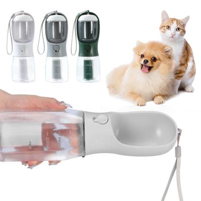 300ML Haustier Wasserflasche Tragbar Leicht Hunde Wasser Futter Fütterungsbecher mit Kotbeutelspender für Zuhause Outdoor Reise