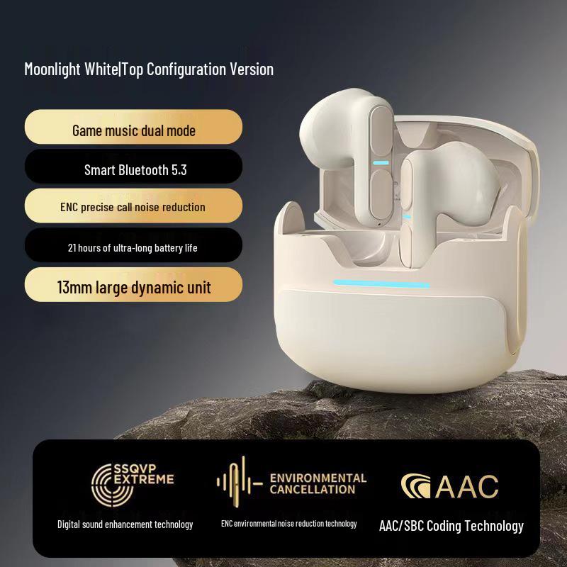 Cross-Border Private Mold True Wireless Bluetooth Earphones, Non-In-Ear, Dual Microphone, Noise Reduction, Gaming Headphones.
