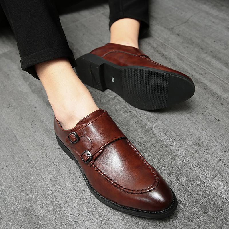 Men Street Style Monks Loafers Shoes Wedding Party Shoes Formal Business Dress Prom Leather Shoes Large Size