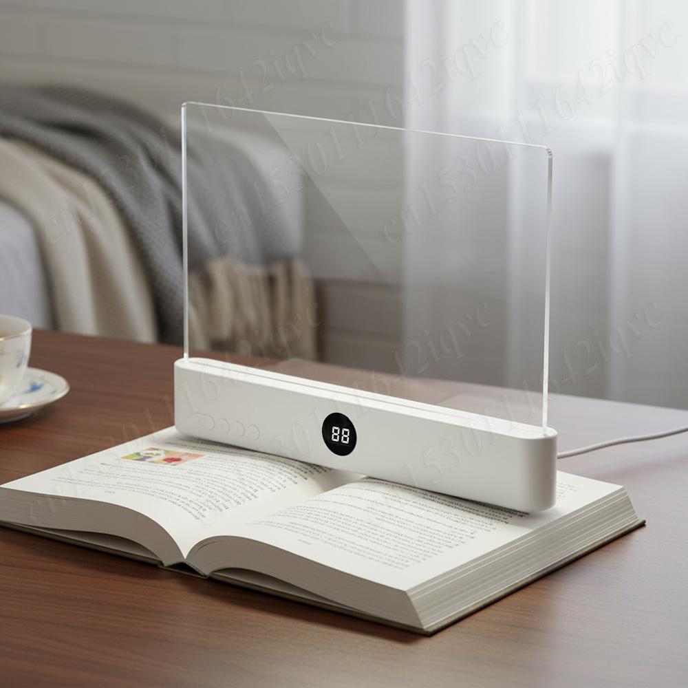 Pour la Lecture Nocturne, Lampe de Livre à Panneau Plat LED, 3 Couleurs Graduables Lumière de Lecture Transparente, Marque-page Lumineux Portable avec Minuterie
