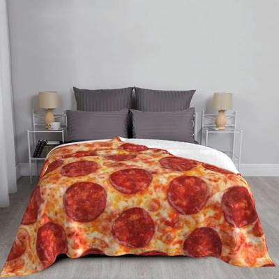 Portable Pizza Shape Flannel Throw Blanket - Soft Warm Plush for Sofa Bedroom, Winter Lavash Wool Plaid Bedspread