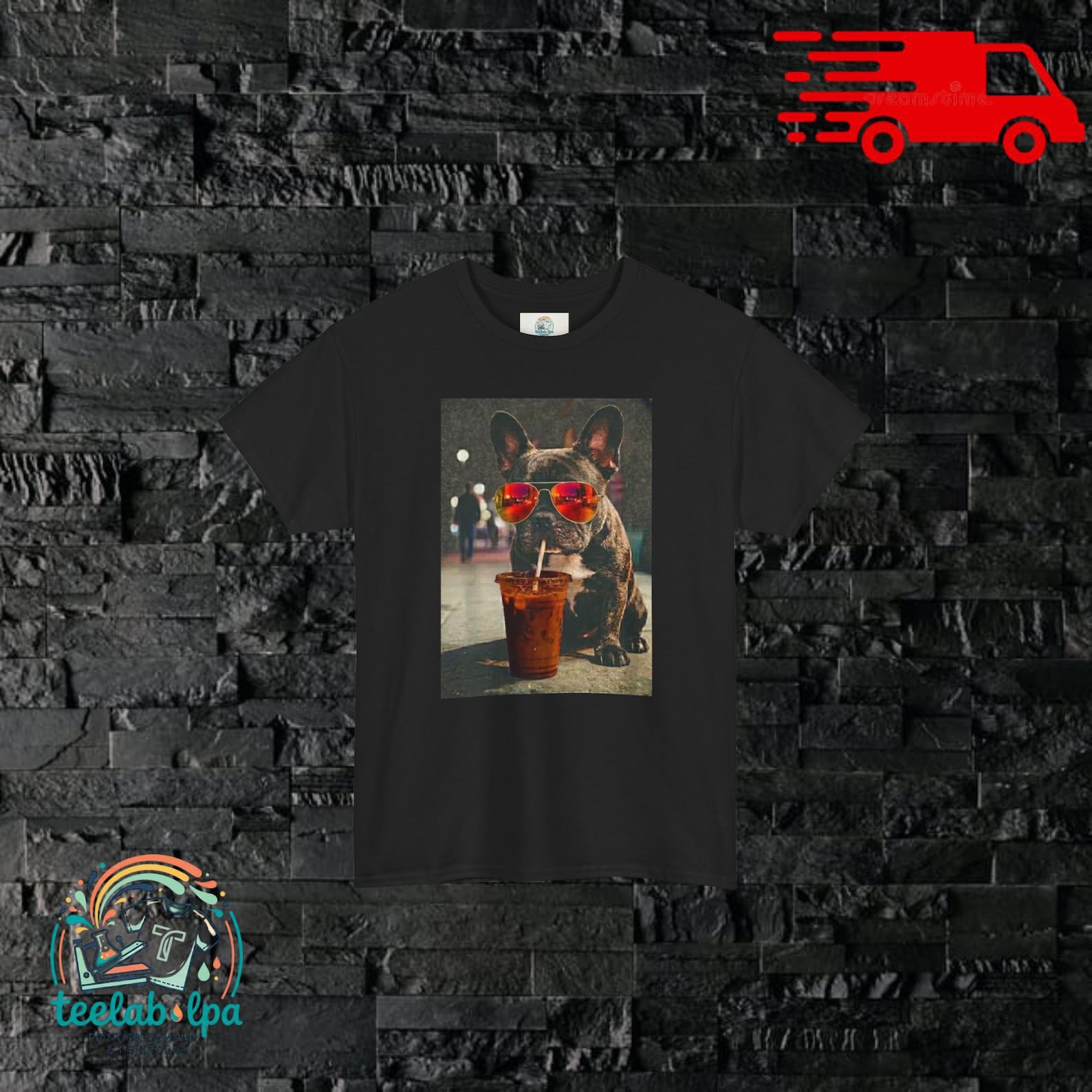 French Bulldog, Sunglasses and Iced Coffee T-Shirt, Funny Graphic, Sarcastic Streetwear Style 3XL