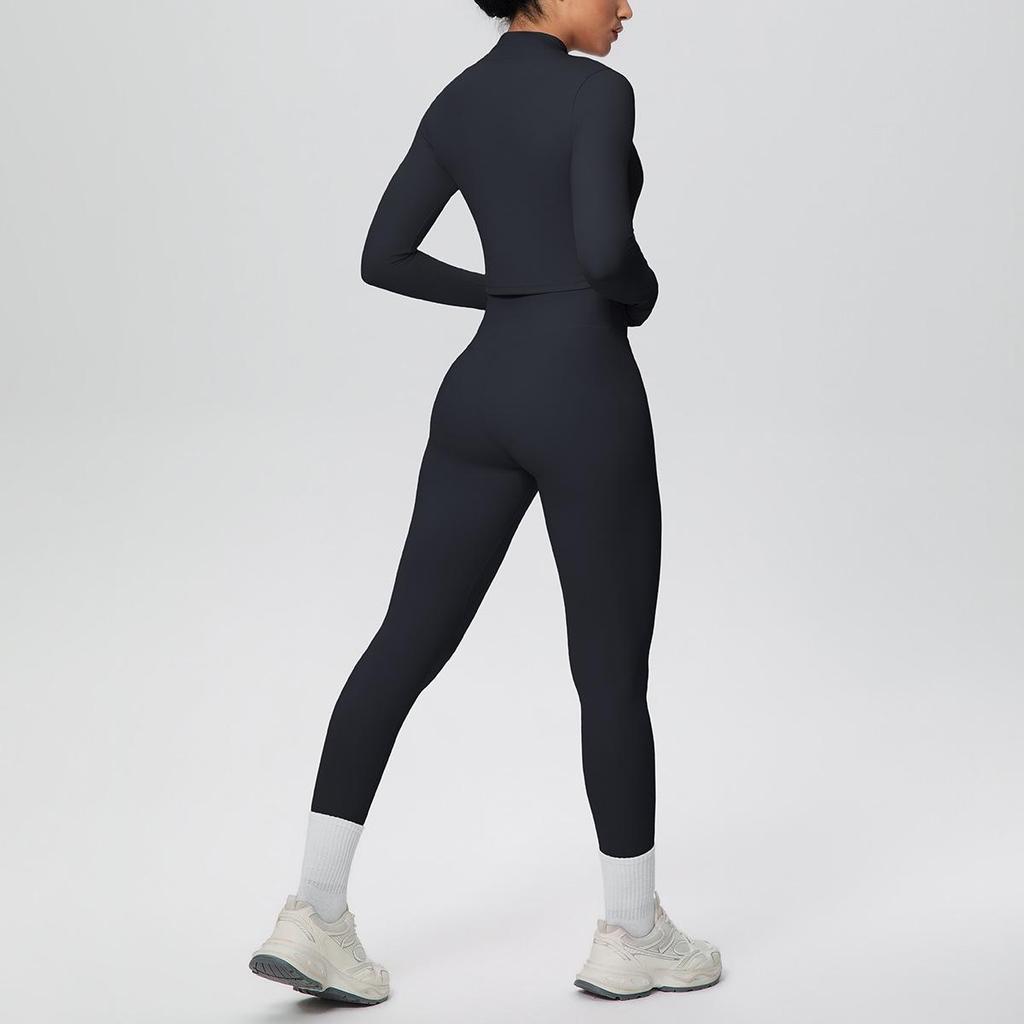Three-Piece Yoga Set: Cross-Back Sports Tank, Zipper Jacket, High-Waisted Butt Lifting Leggings