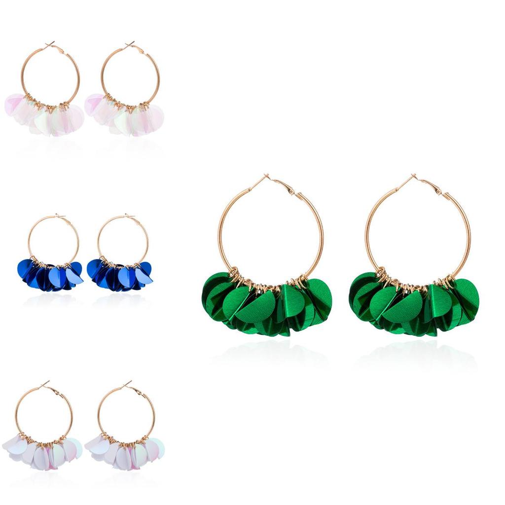 Minimalist Alloy Floral Earrings With Sparkling Sequins For Stylish Outfits