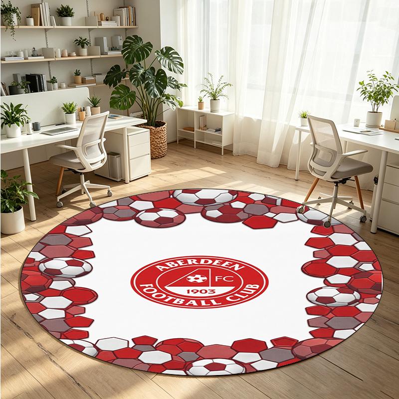 Aberdeen FC Printed Round Crystal Velvet Rug Soft Non Slip Floor Carpet For Bedroom Holiday Gift
