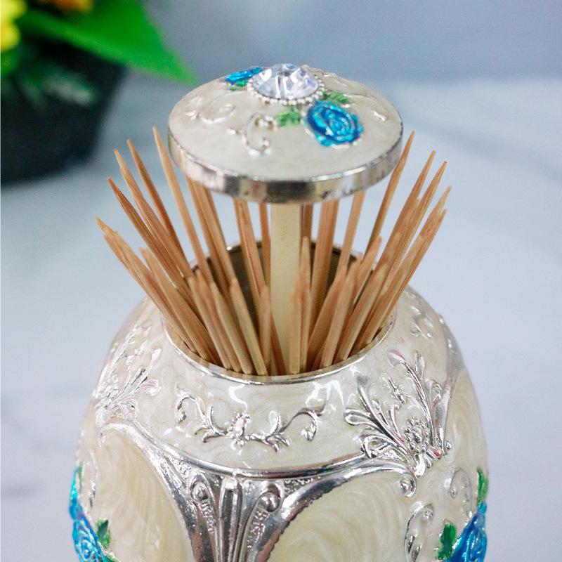 European Classical Zinc Alloy Toothpick Holder - Press-Type Multi-functional Metal Container with Light Luxury Craftsmanship.