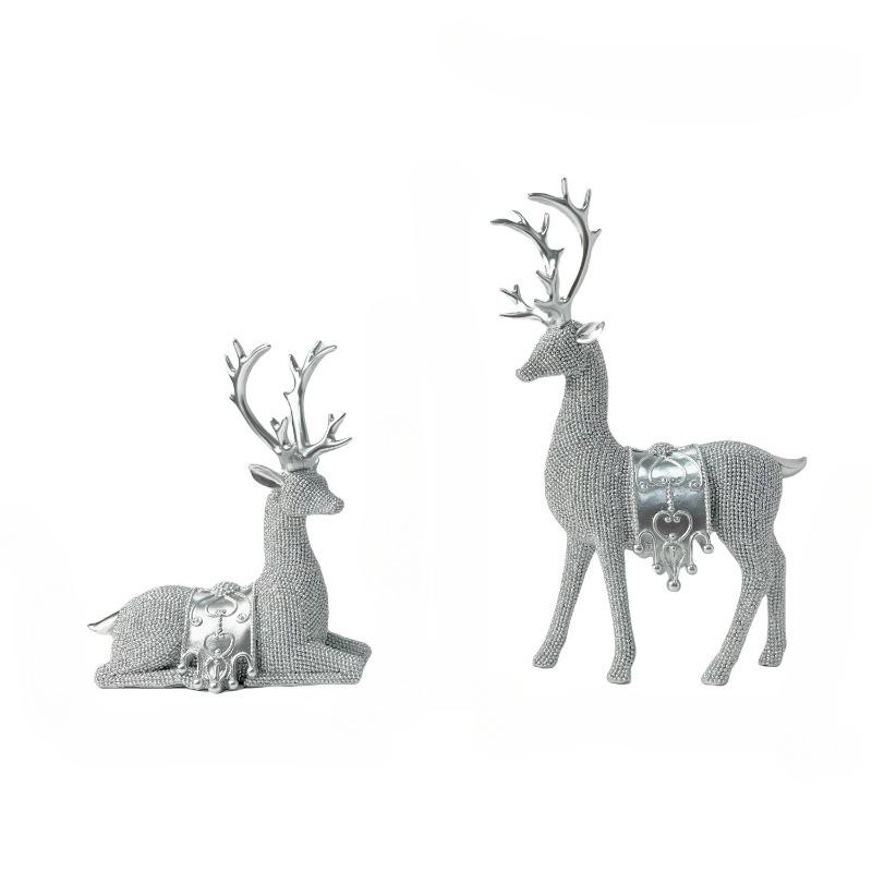 European Style Minimalist Christmas Bead Deer Ornament Simulation Resin Home Holiday Desktop Decoration Ornament