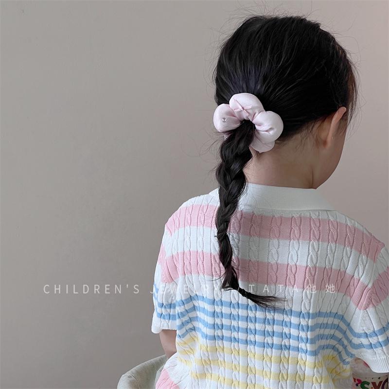 Spring/Summer Baby Flower Padded Scrunchie: Sweet Girl Elastic Ponytail Hair Tie