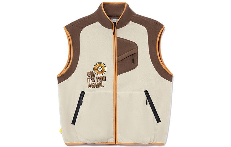 Li Ning Urban Outdoor Collection Fleece Lined Loose Fit Polar Fleece Vest Men s Brown AMDR075-1 XL
