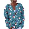 Women's Fashion Christmas Printed Long Sleeve Knitted Cardigan Button Down Jacket