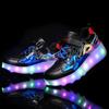 27-43 Detachable Wheel Boys/Girls Double Wheel Luminous Sneakers Can Be Charged Sneakers for Skating Kids Roller Skating Boots