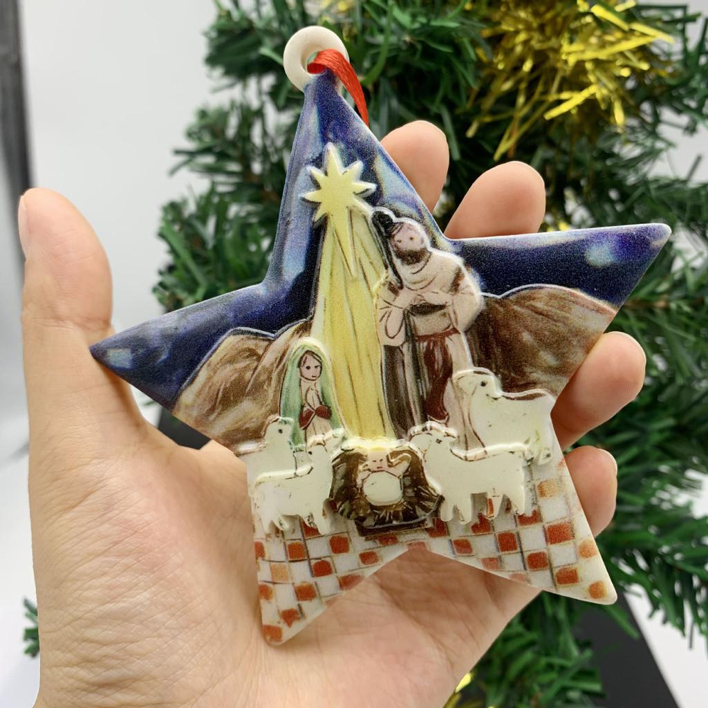Fivepoint Unique Contemporary Star Jesus Birth Resin Decoration With Four Details Sheep