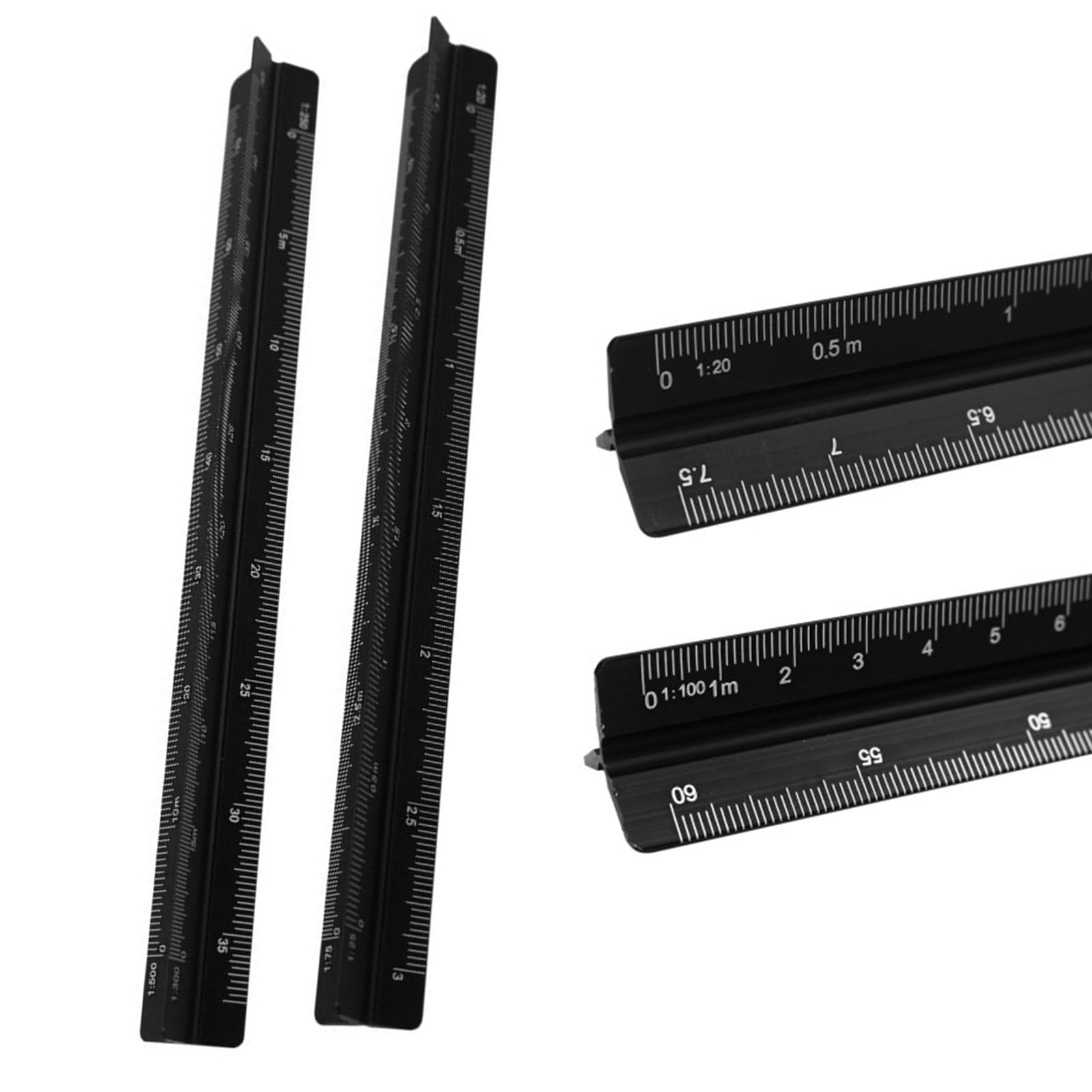 

YFFSFDC Triangular Scale 15cm Large Ruler Aluminum Alloy Architectural Drawing Supplies Scale Ruler Scale Graduation and with storage case scale large