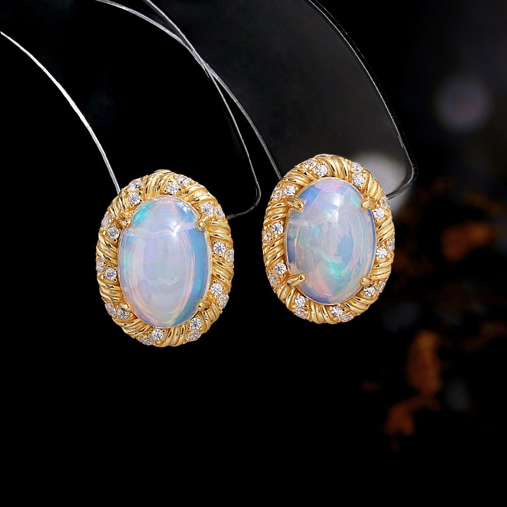 Gorgeous 925 Sterling Silver Women's Clasp Earrings Fine Jewelry for Festival Gift, Oval 10*14mm Natural Opal Awaken Inspiration