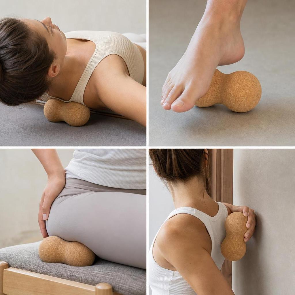 Cork Yoga Massage Ball Set for Muscle Relaxation and Fascia Release