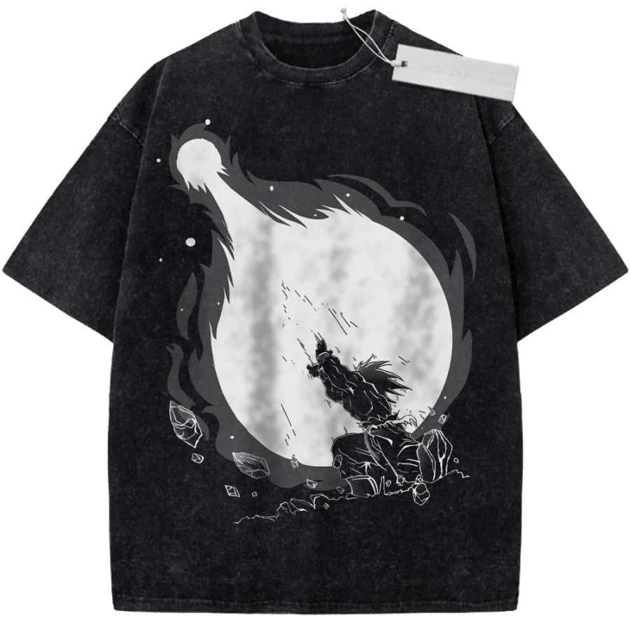 

Hot-blooded Anime Dragon Ball Graphic Print T-Shirt Men Women Vintage Washed Cotton Summer New Tee Streetwear Hip Hop Harajuku Fashion Oversized Top L