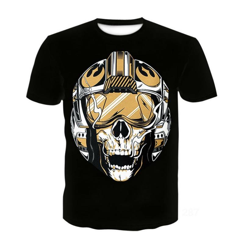 Men's Summer 3D Wolf Head Short Sleeve T-shirt Men's Large Youth Trendy Half Sleeve T-shirt