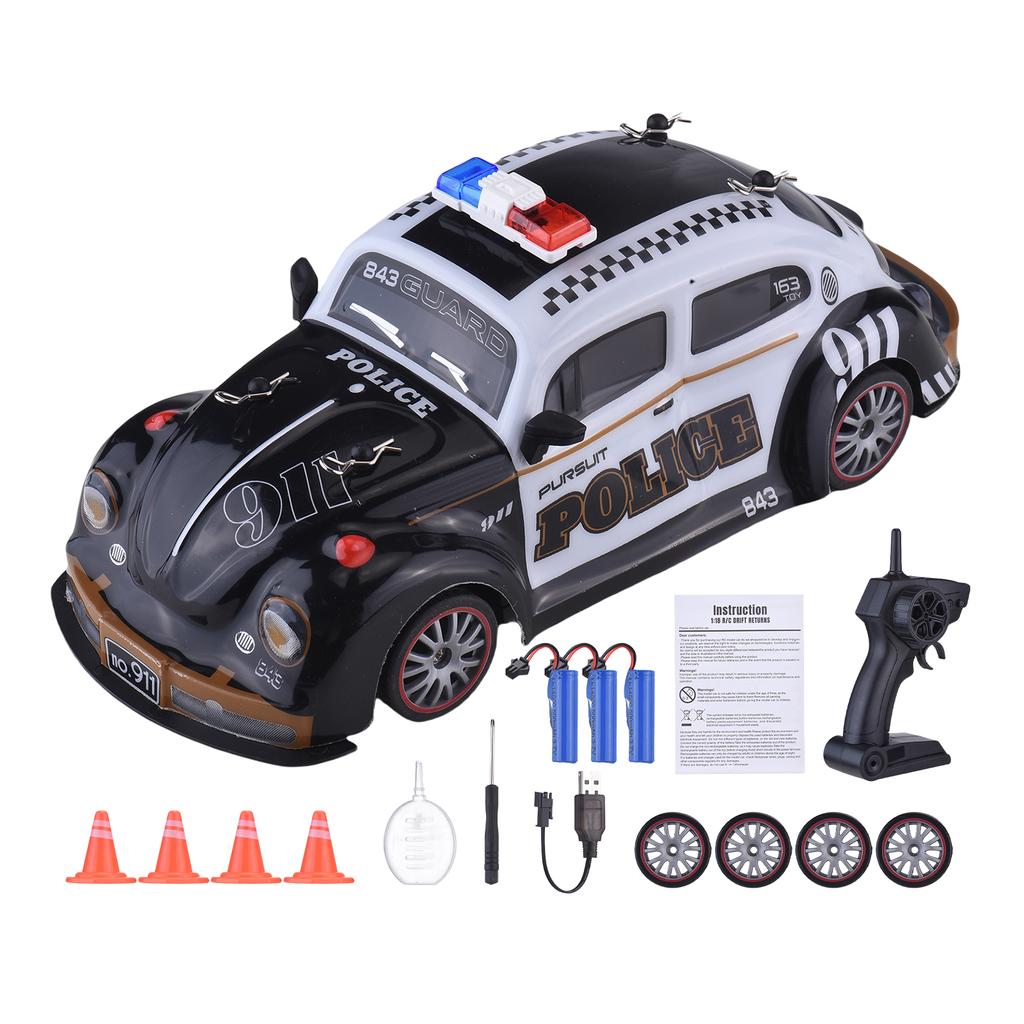 Remote Control Car, 1:18 Scale 2.4Ghz 4WD Drift Car with Spray and LED Lights, Racing Vehicle for Ki